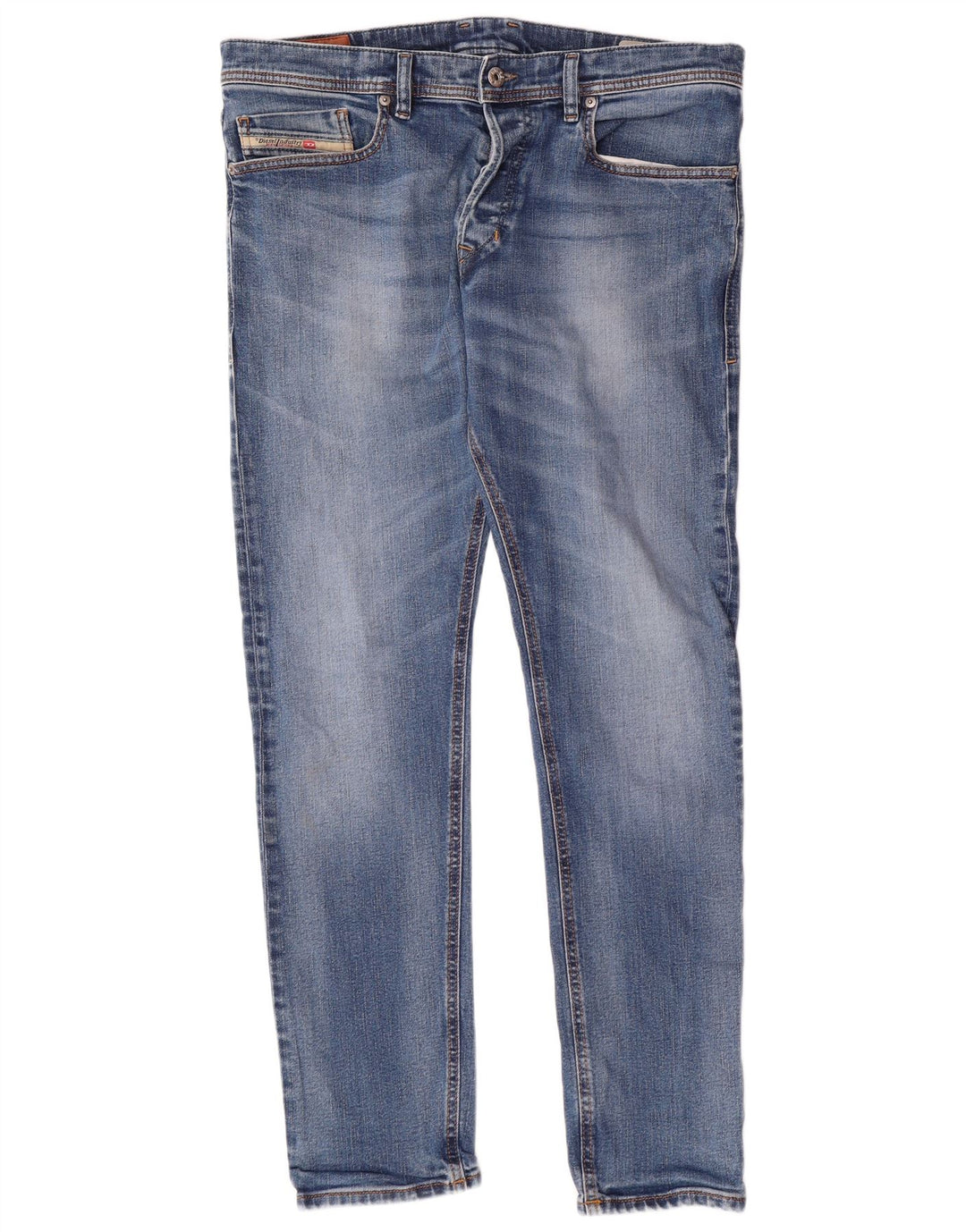 DIESEL Herren Tepphar Carrot Slim Jeans W34 L32 Blaue Baumwolle