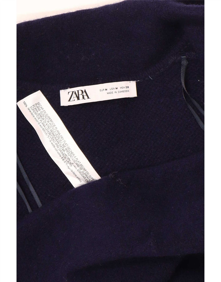 Zara Damen Blazer Jacke UK 14 Mittel Marineblau Wolle
