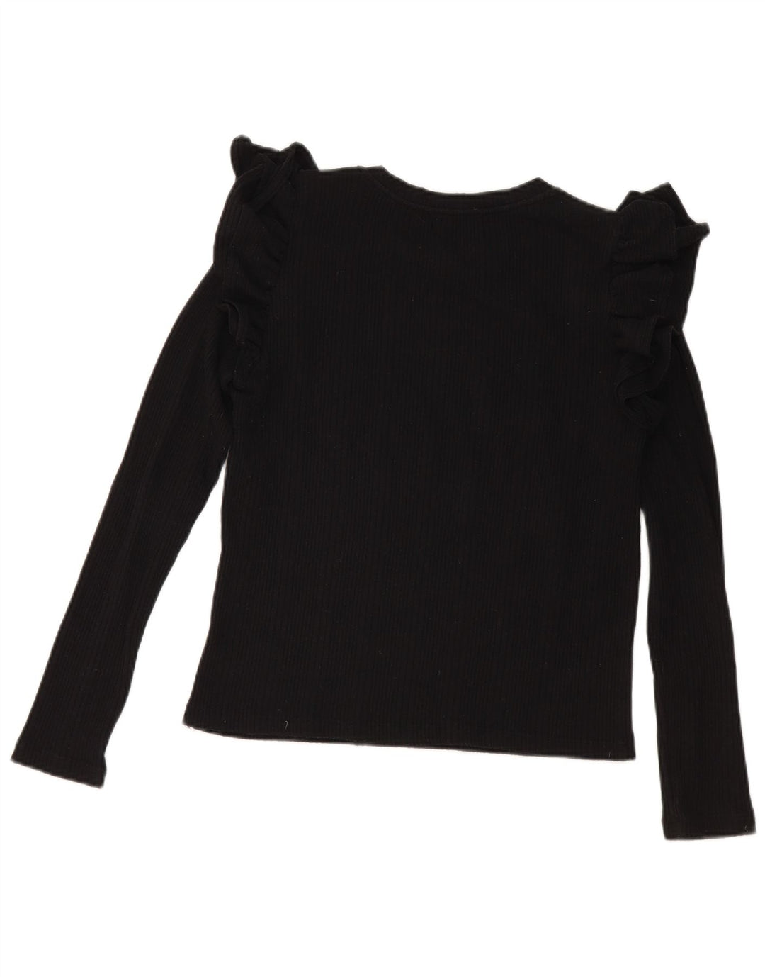 Zara Damen Crop Top Langarm UK 12 Medium Schwarz