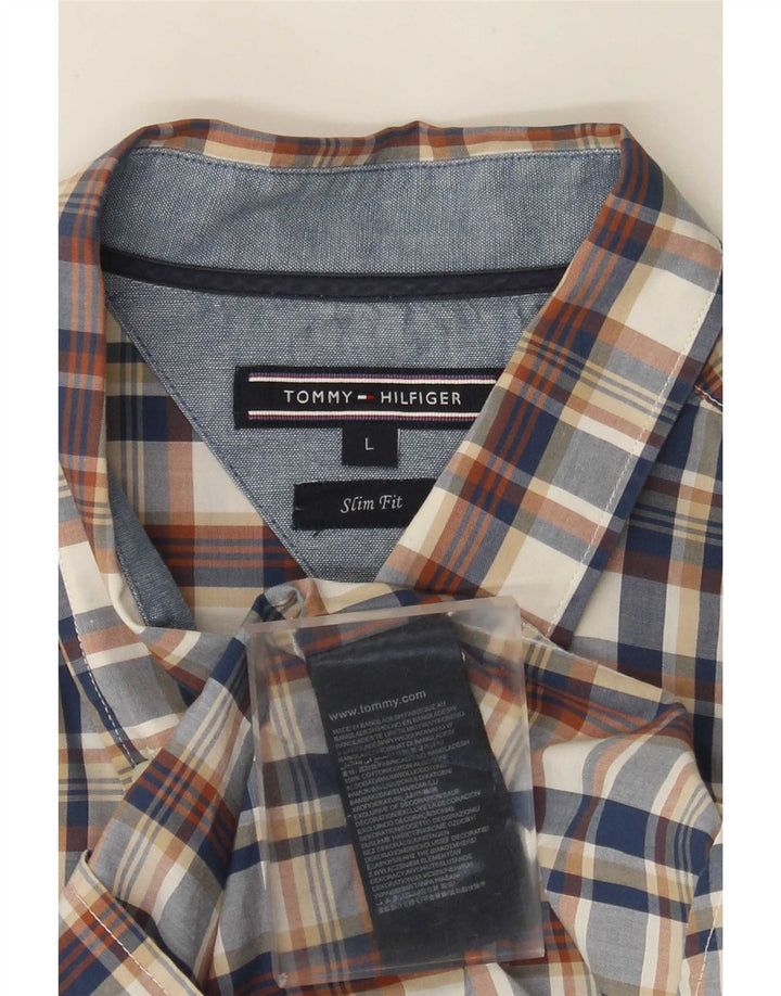 Tommy Hilfiger Herren Kurzarm-Slim-Fit-Hemd, groß, mehrfarbig, kariert