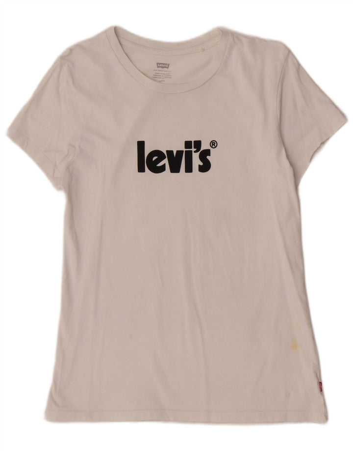 Levi's Damen-T-Shirt mit Grafik, UK 10, Größe S, Weiß