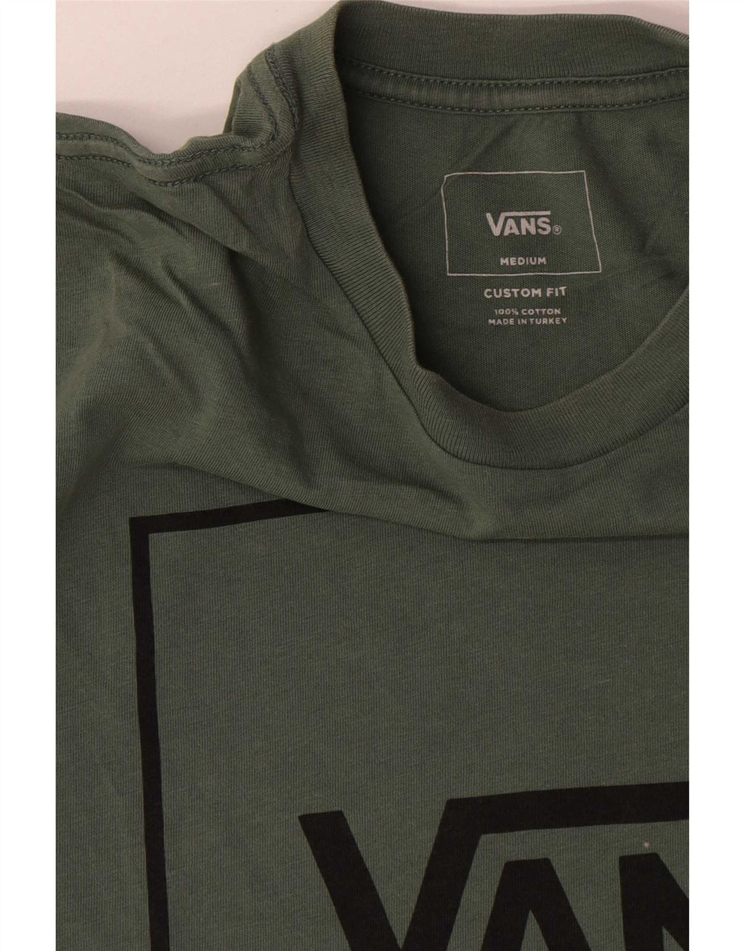 Vans Herren Custom Fit Grafik-T-Shirt-Oberteil aus mittelgrüner Baumwolle