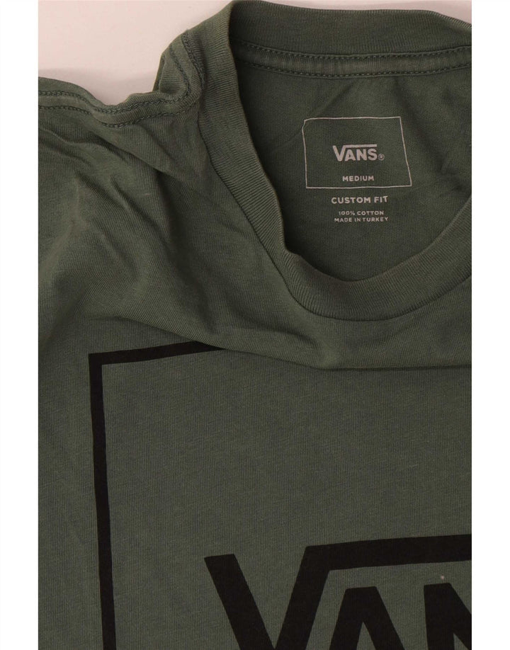Vans Herren Custom Fit Grafik-T-Shirt-Oberteil aus mittelgrüner Baumwolle