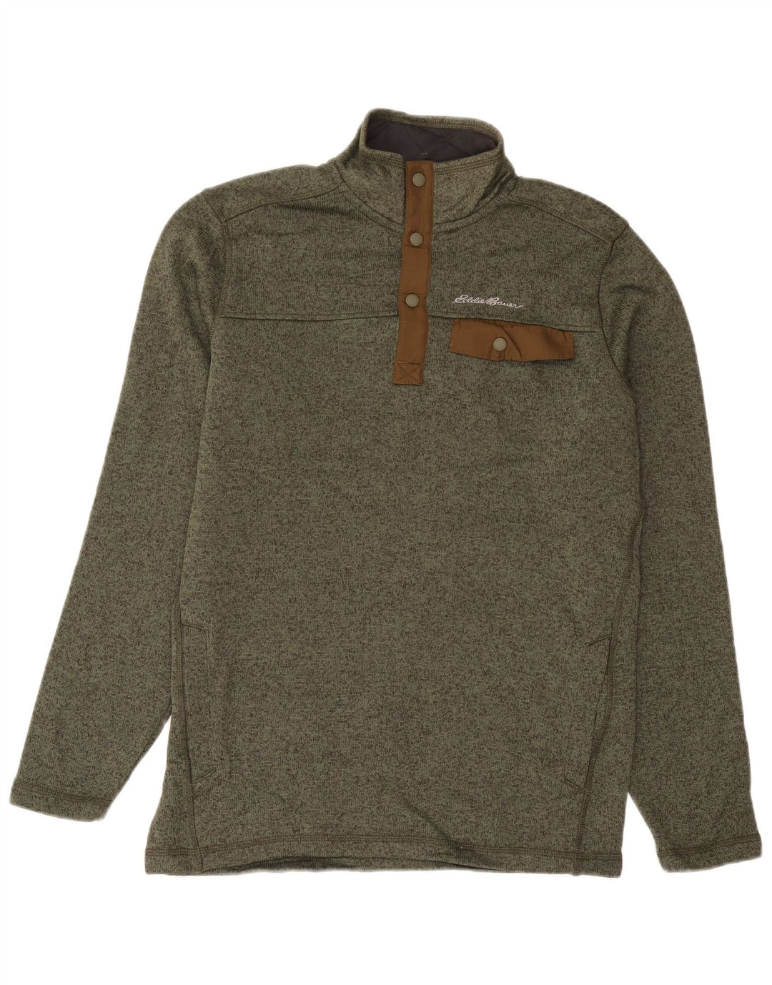 Eddie Bauer Herren-Sweatshirt mit Knopfleiste, mittelgroß, Khaki-meliert