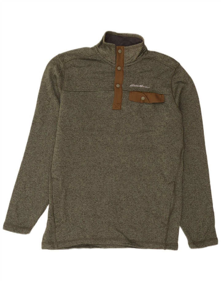 Eddie Bauer Herren-Sweatshirt mit Knopfleiste, mittelgroß, Khaki-meliert