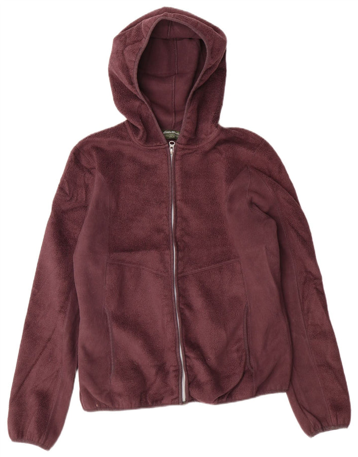 EDDIE BAUER Damen Kapuzen-Fleecejacke UK 14 Medium Burgund Polyester