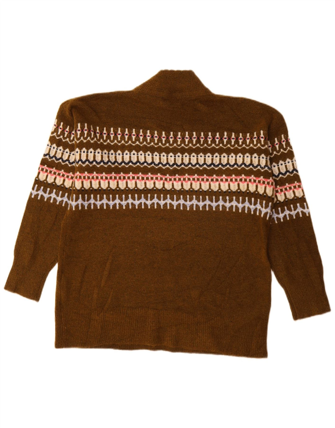 Fat Face Rollkragenpullover für Damen, UK 12, Medium Khaki, Fair Isle