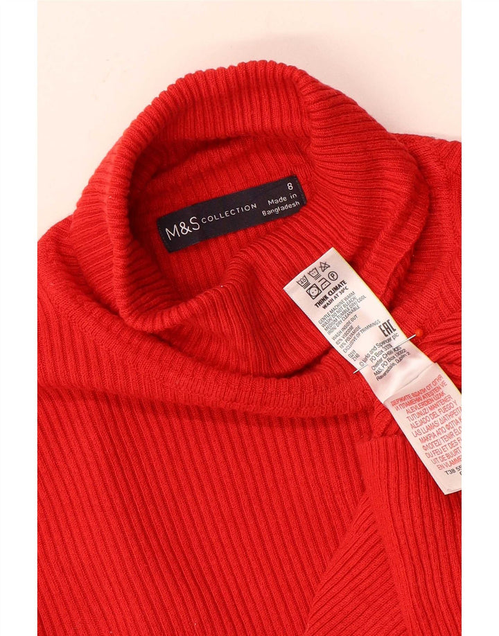 Marks & Spencer Damen Top Langarm UK 8 Small Rote Viskose