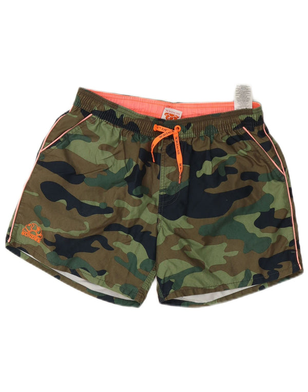 Sundek Badeshorts für Jungen, 15–16 Jahre, Khaki, Camouflage, Polyester