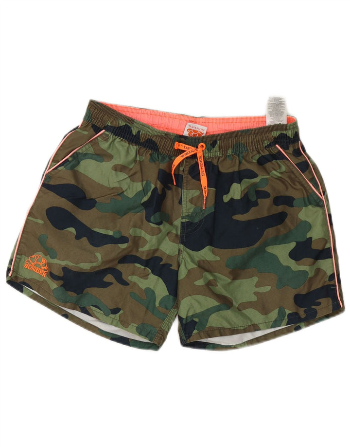 Sundek Badeshorts für Jungen, 15–16 Jahre, Khaki, Camouflage, Polyester