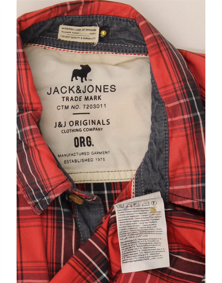 Jack & Jones Herren-Kurzarmhemd aus mittelroter Karo-Baumwolle