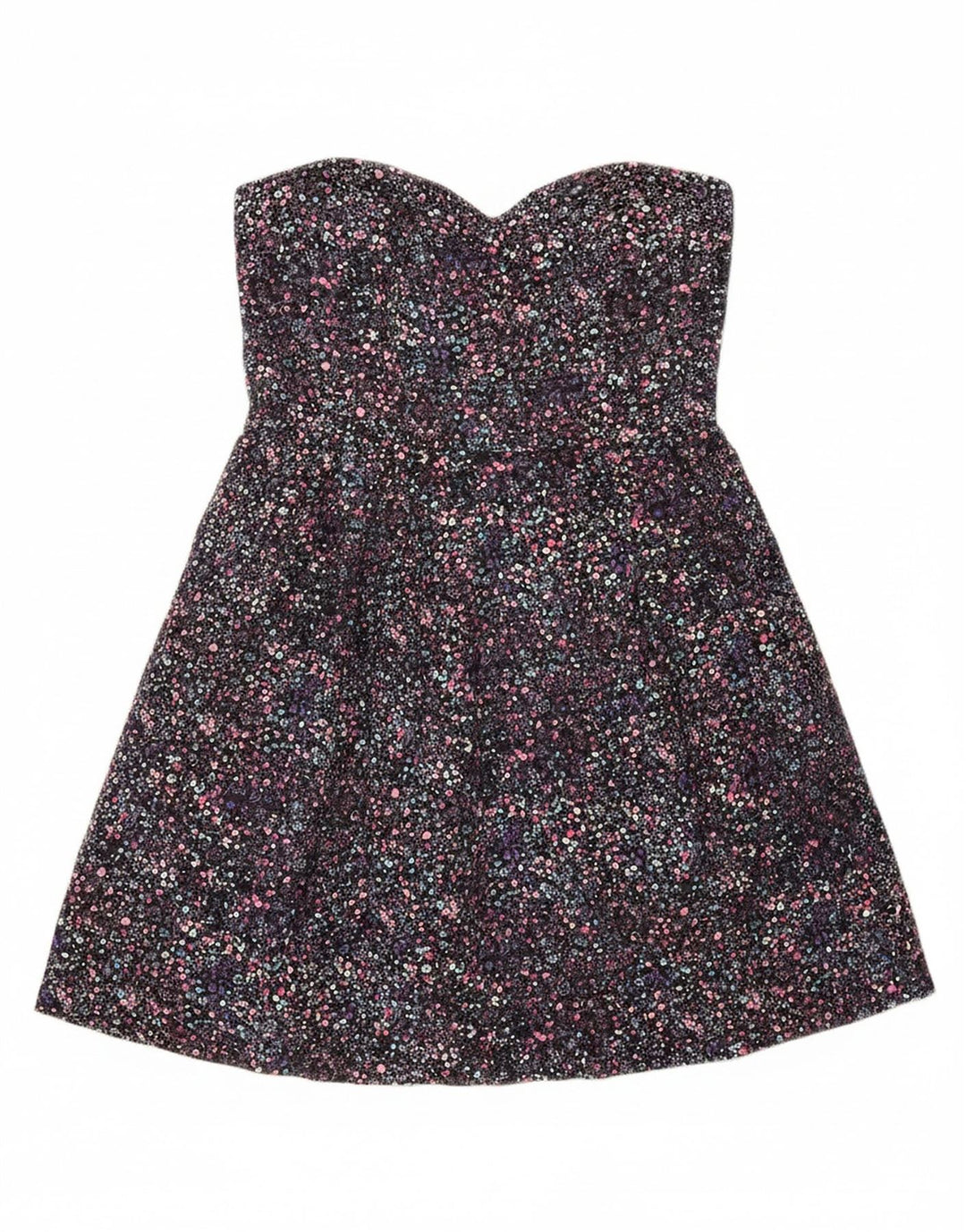 MONSOON Womens Strapless Dress UK 8 Small  Black Spotted Cotton