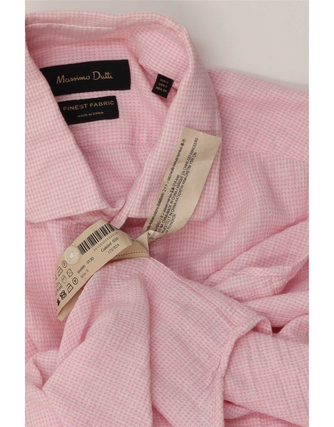 Massimo Dutti Herrenhemd, klein, rosa kariert, Baumwolle