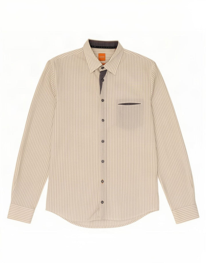Hugo Boss Slim-Fit-Hemd für Damen aus mittelweißer Nadelstreifen-Baumwolle