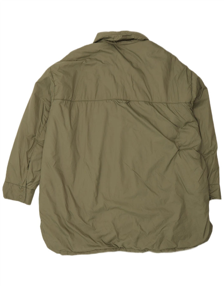 Zara Damen Übergroßer Windjacke-Mantel UK 16 Large Khaki Polyamid