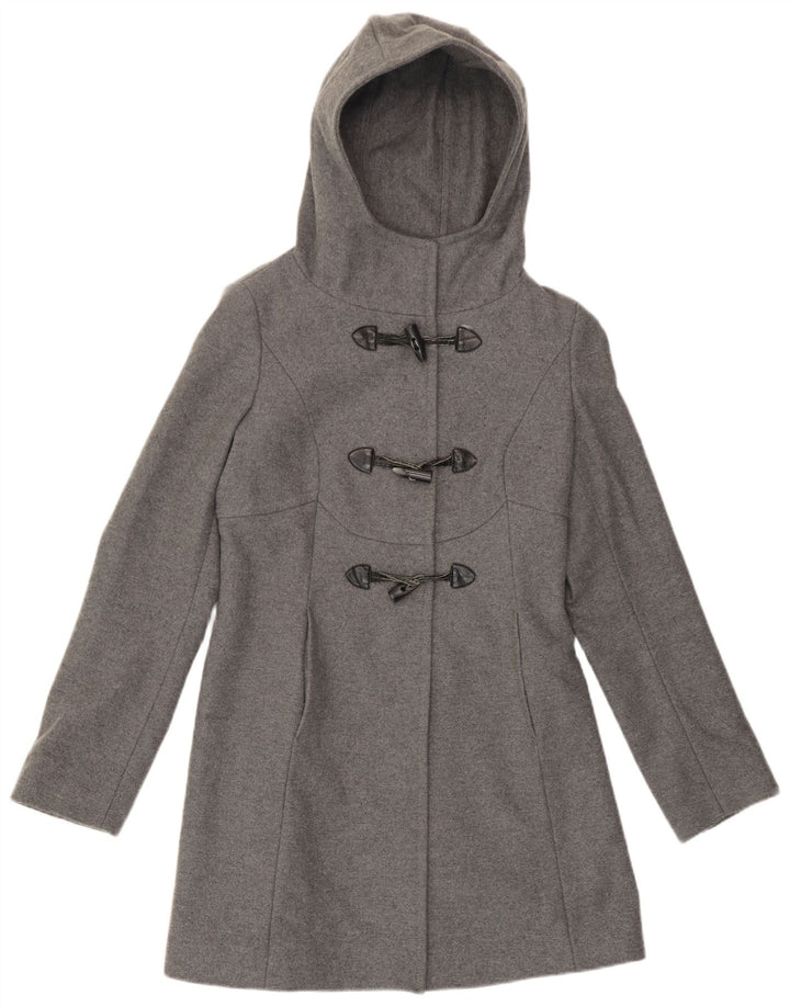 Benetton Damen Dufflecoat mit Kapuze IT 40 Small Graue Wolle