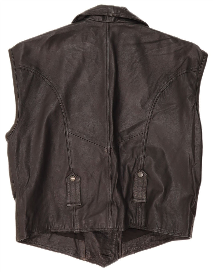 Vintage Damen Lederweste IT 44 Mittelschwarzes Leder