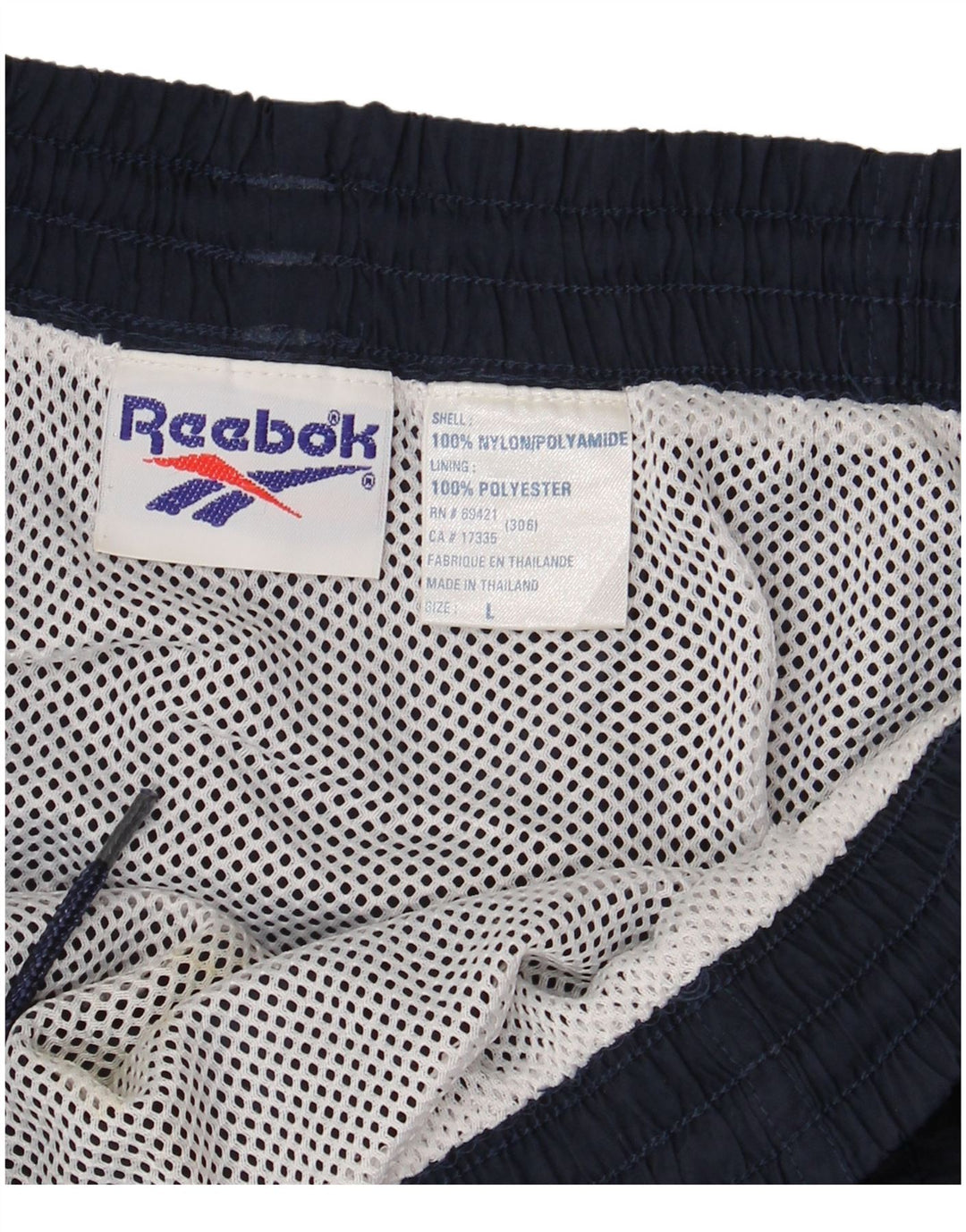 REEBOK Herren-Badeshorts mit Grafik, groß, marineblaues Nylon