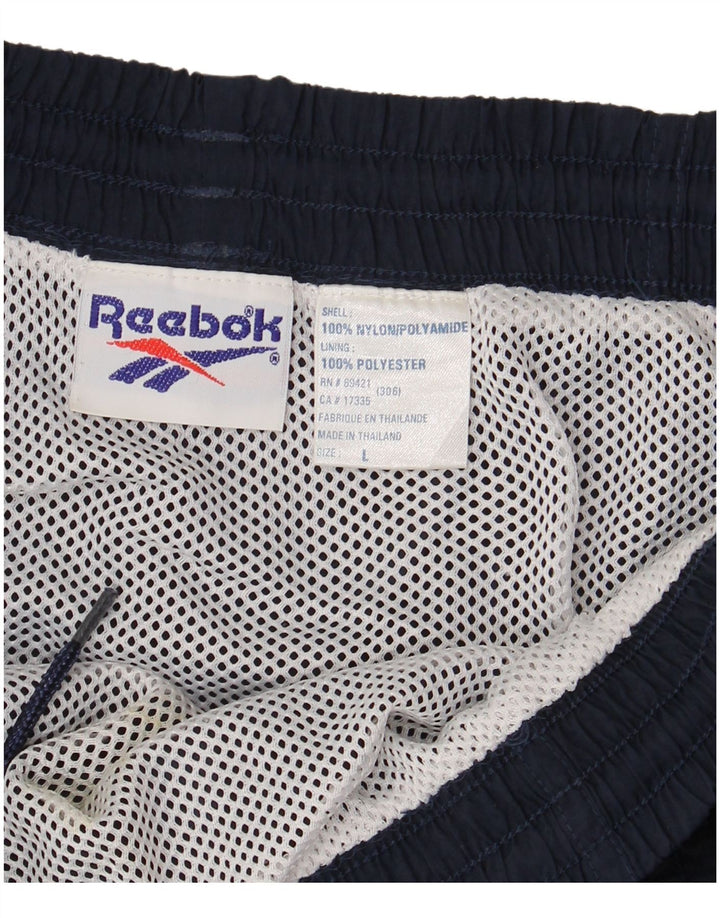REEBOK Herren-Badeshorts mit Grafik, groß, marineblaues Nylon