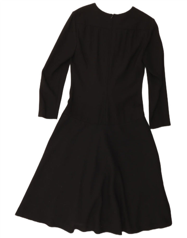 Yvette Damen Langarm-A-Linien-Kleid EU 40 Mittelschwarzes Acetat