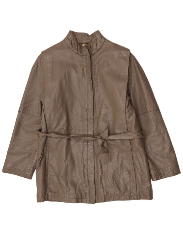 Vintage Damen Jacke mit normaler Passform, Größe 46, großes graues Leder, klassisch