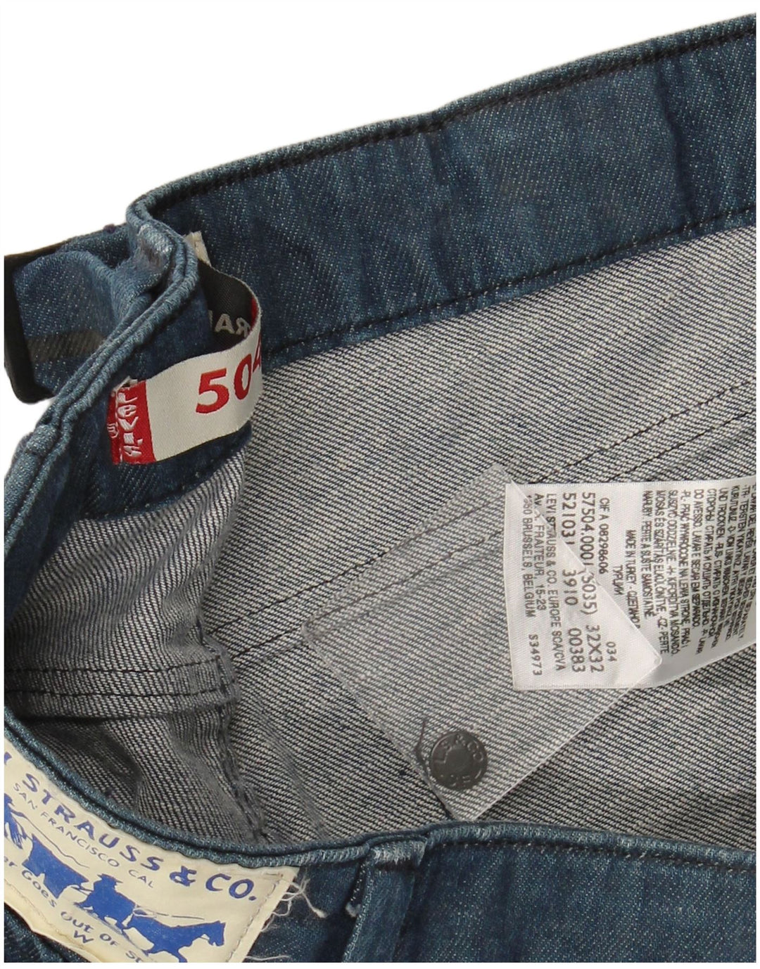 LEVI'S Herren 504 Straight Jeans W32 L32 Marineblau Baumwolle