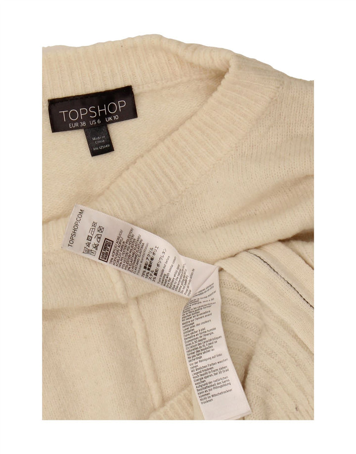 TOPSHOP Womens Oversized Crew Neck Jumper Sweater UK 10 Small Beige Vintage Topshop and Second-Hand Topshop from Messina Hembry 