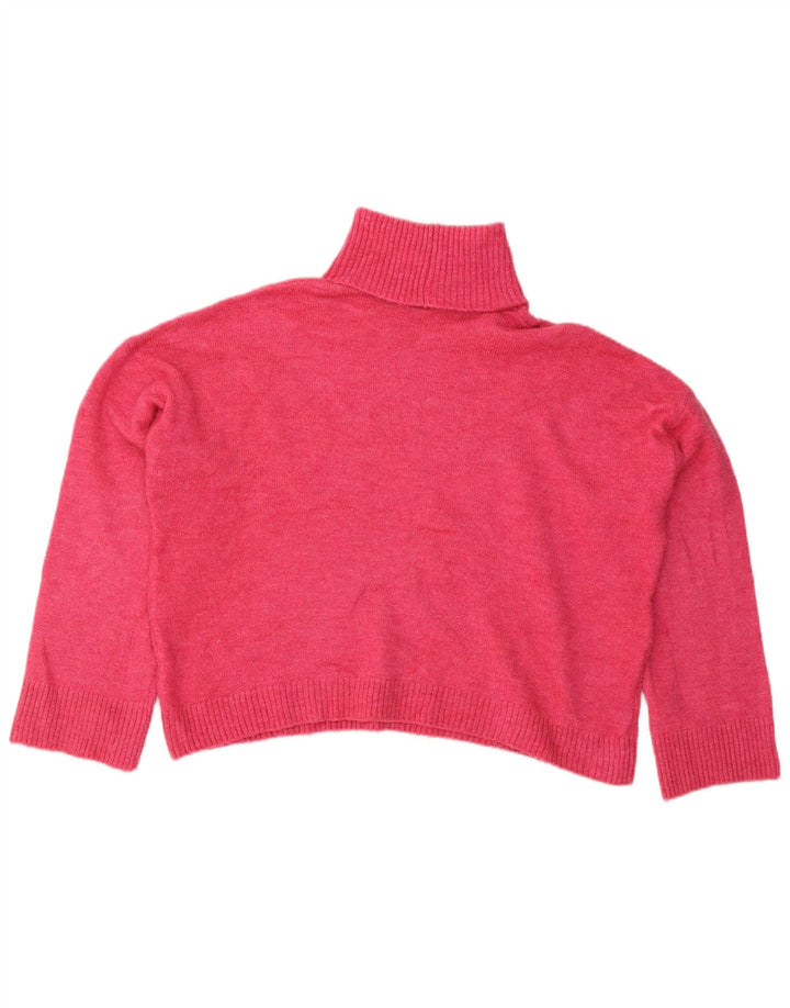 Zara Damen Crop Oversized Rollkragenpullover Pullover UK 14 Mittelrosa