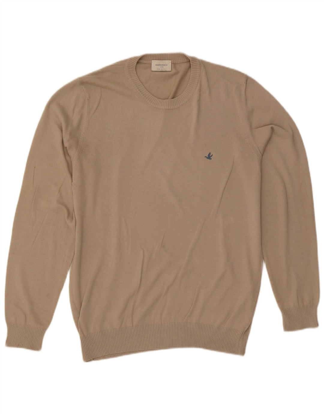 Brooksfield Herren-Pullover mit Rundhalsausschnitt, Mittelbeige