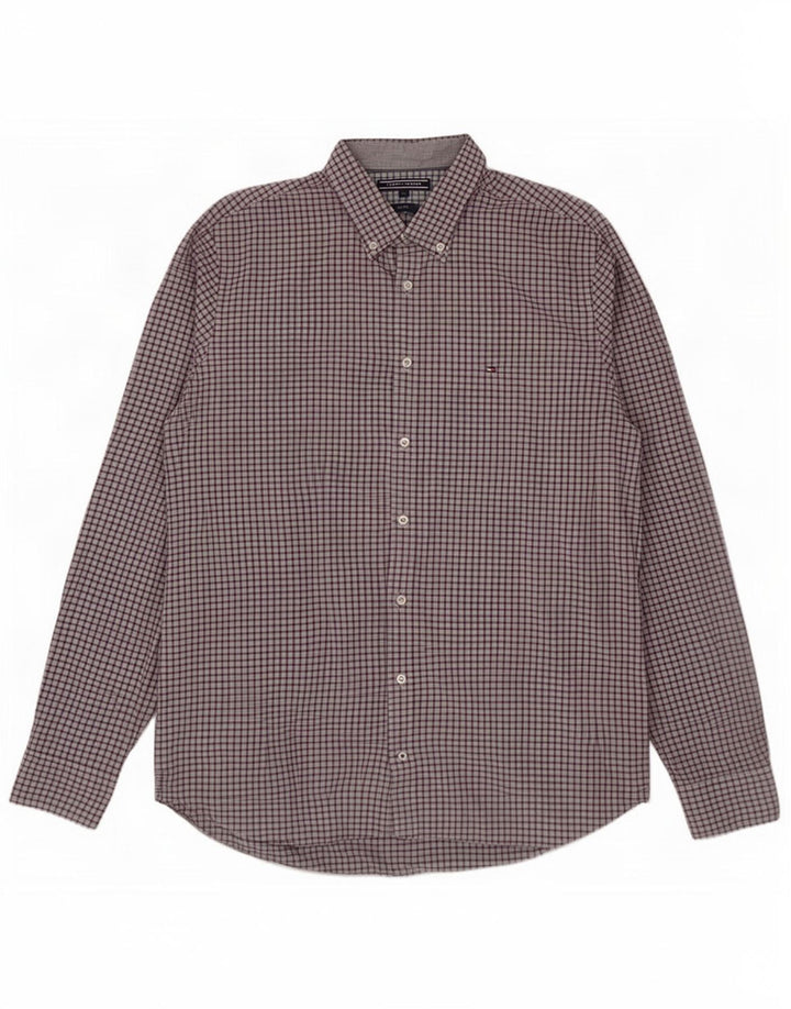 Tommy Hilfiger Herren Slim Fit Hemd XL grau kariert Baumwolle