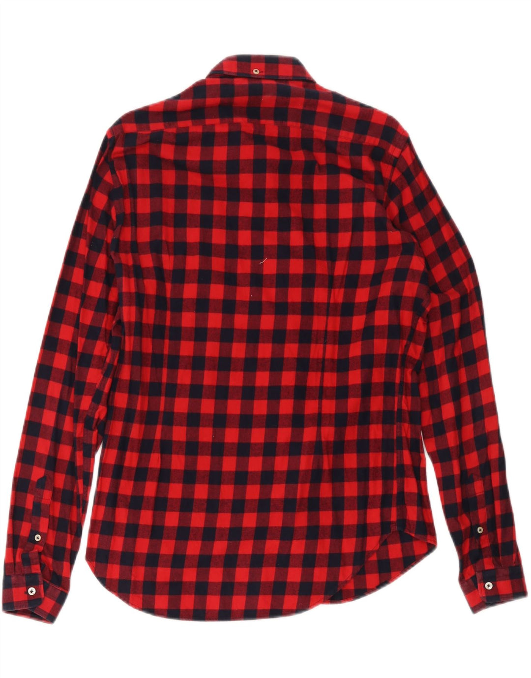Zara Herren-Flanellhemd mit schmaler Passform, mittelrotes Gingham-Muster