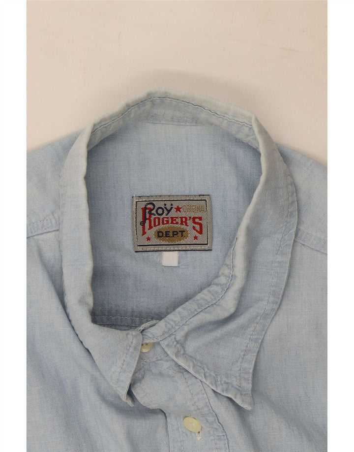 Roy Rogers Herren-Kurzarmhemd, groß, blau