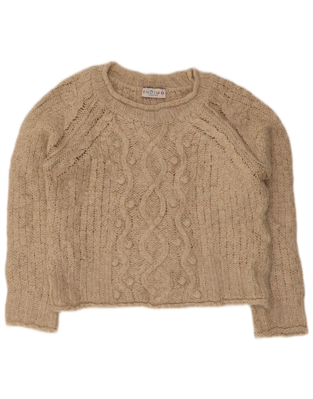 Marks & Spencer Damen Indigo-Pullover mit U-Boot-Ausschnitt, Gr. 12, Mittelbeige