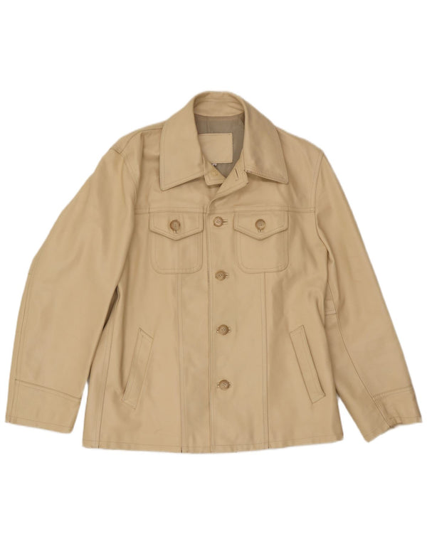 Vintage Herren Kunstlederjacke UK 38 Medium Beige