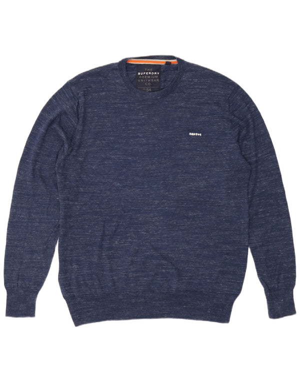 Superdry Herren-Pullover mit Rundhalsausschnitt, Größe 3XL, marineblau gesprenkelte Baumwolle