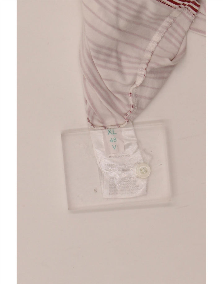 SERGIO TACCHINI Damen Poloshirt IT 48 XL Rot gestreifte Baumwolle