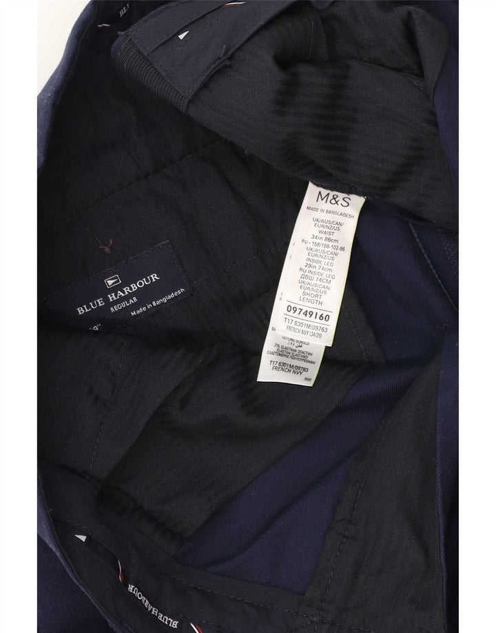 Marks & Spencer Herren Blue Harbor Regular Chinohose W34 L29 Marineblau