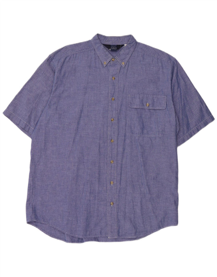 VINTAGE Herren Kurzarmhemd XL Blau