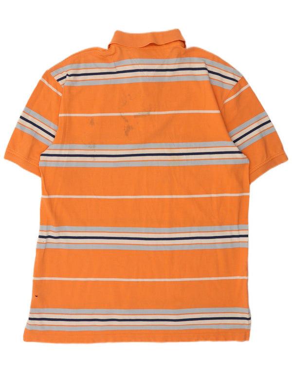 Tommy Hilfiger Herren Poloshirt XL Orange gestreift aus Baumwolle