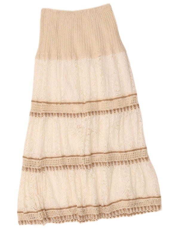 Vintage Womens Maxi Tiered Skirt W26 Small White Striped