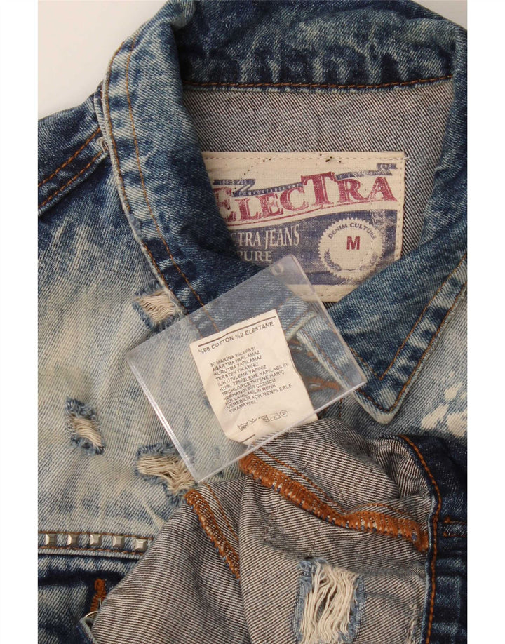 Vintage Herren Distressed Jeansjacke UK 38 Mittelblaue Baumwolle