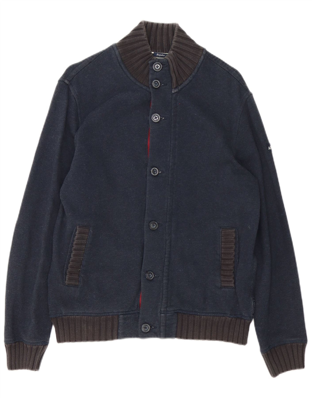 Armani Jeans Herren-Strickjacke, groß, marineblaue Baumwolle