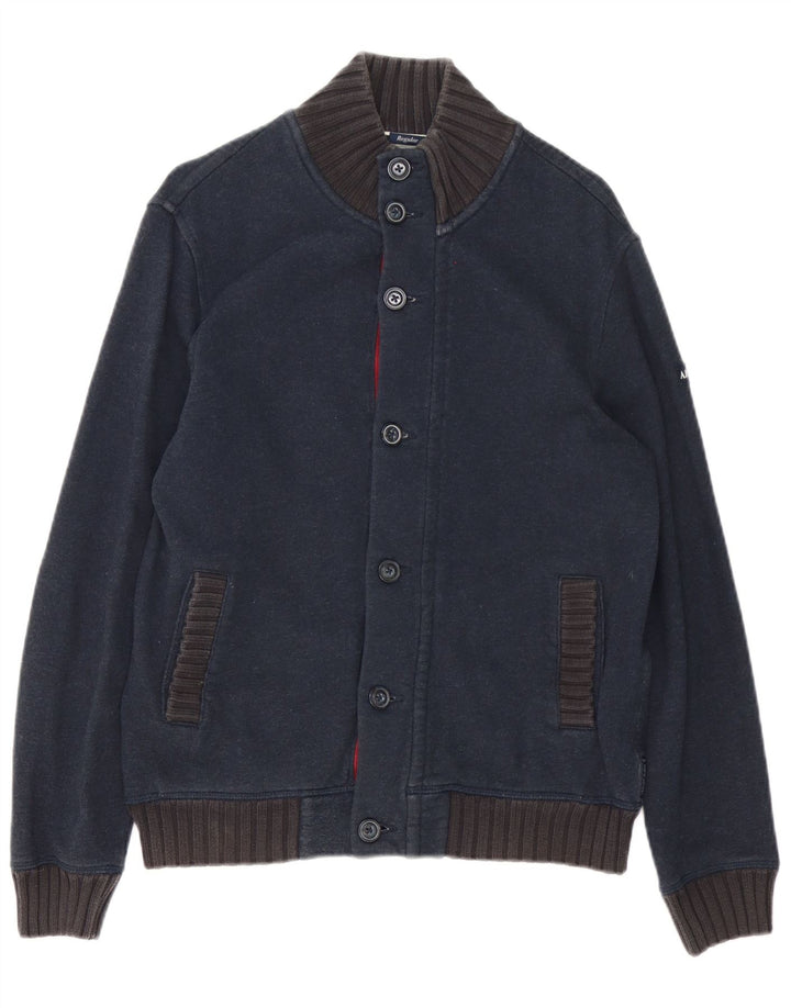 Armani Jeans Herren-Strickjacke, groß, marineblaue Baumwolle