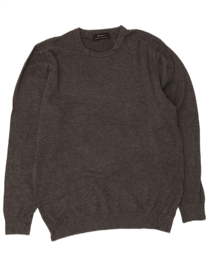 Zara Damen-Pullover mit Rundhalsausschnitt, Gr. 10, Größe S, Grau