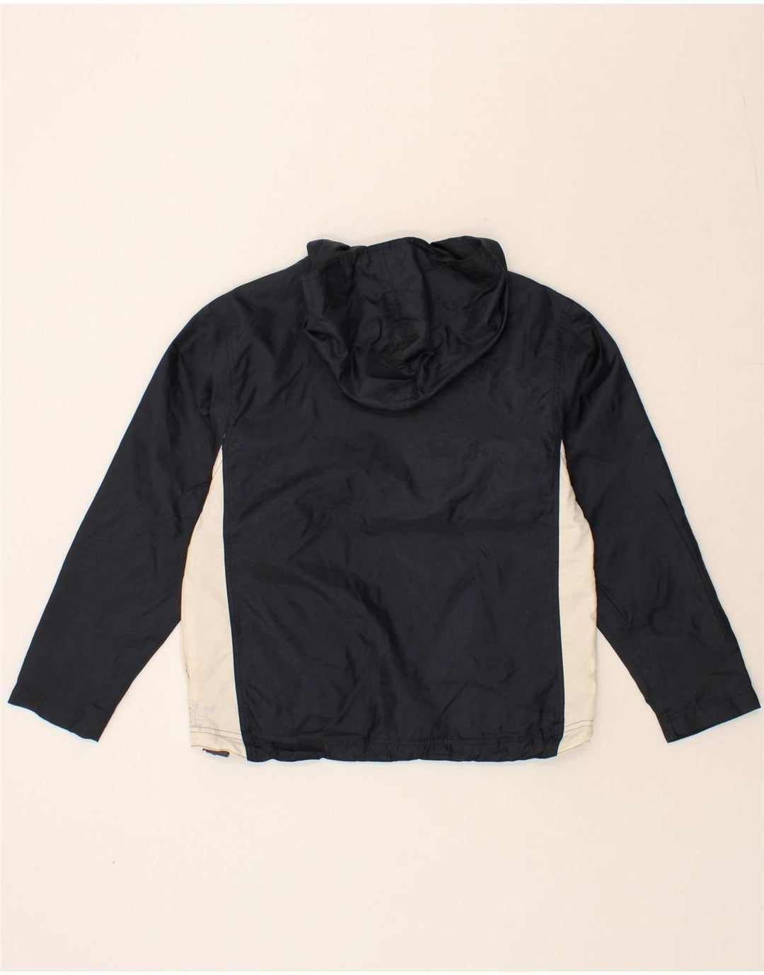 REEBOK Boys Hooded Anorak Jacket 9-10 Years Navy Blue Colourblock Vintage Reebok and Second-Hand Reebok from Messina Hembry 