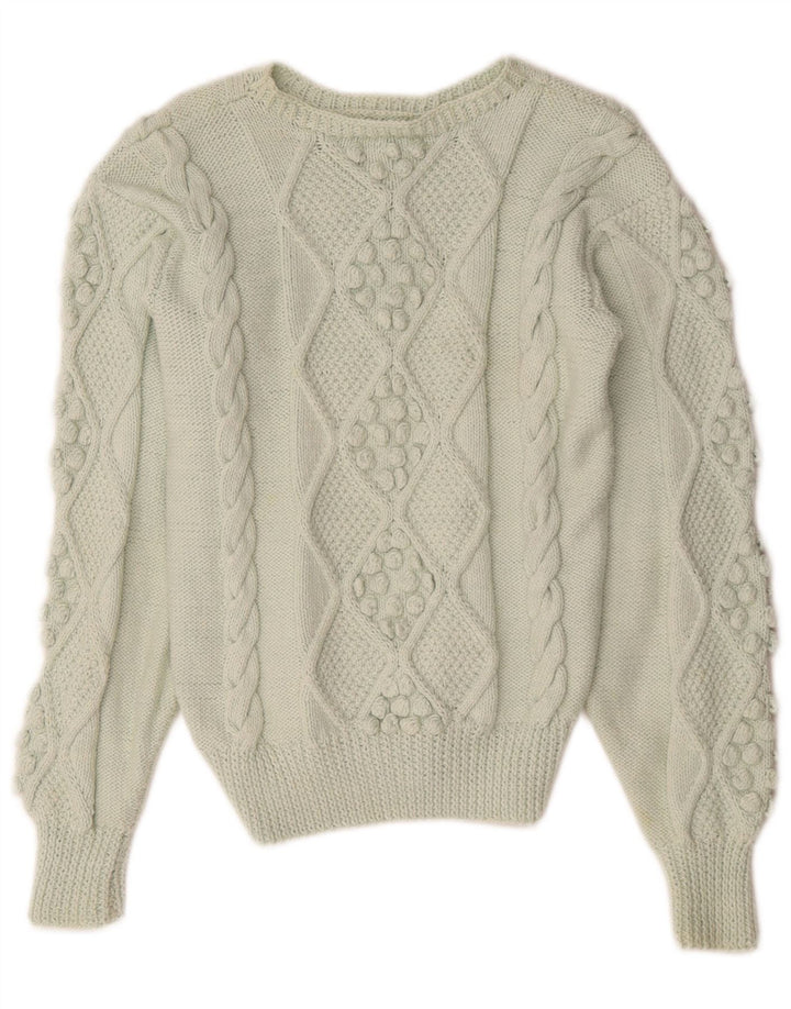 Vintage Damen Pullover mit U-Boot-Ausschnitt UK 14 Mittelgrün