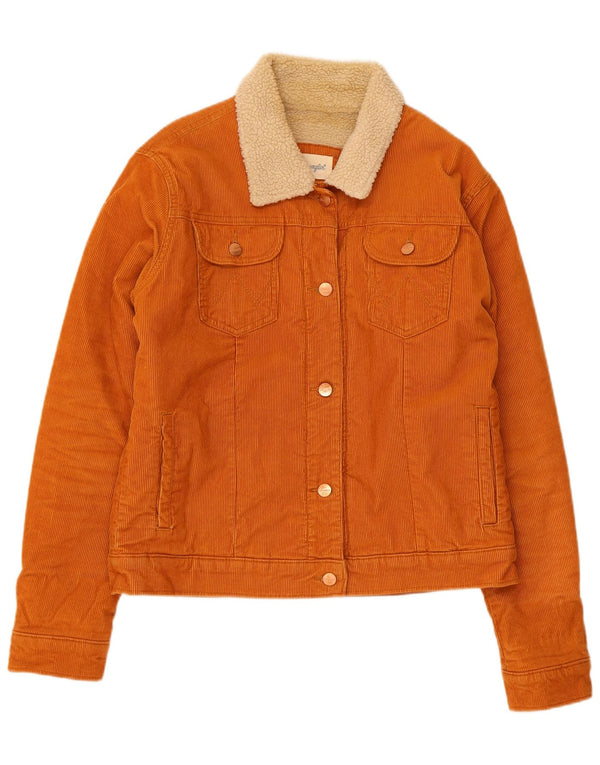 Wrangler Damen Sherpa-Cordjacke UK 14 Large Orange Baumwolle