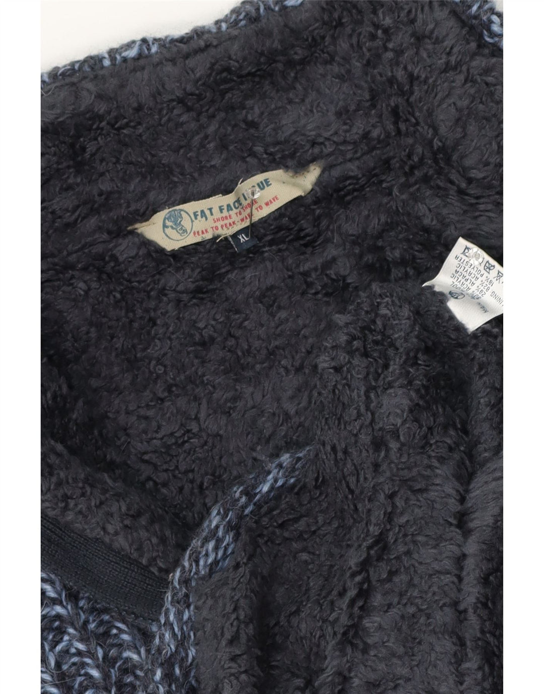 Fat Face Herren-Pullover mit Reißverschluss am Hals, XL, marineblau gesprenkelte Wolle