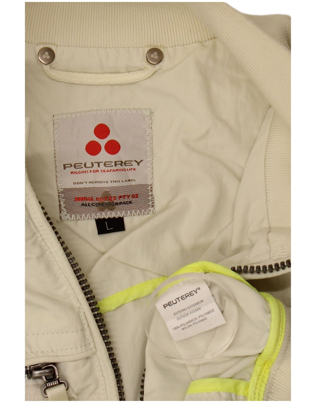 PEUTEREY Herren Bomberjacke UK 40 Large Off White Nylon