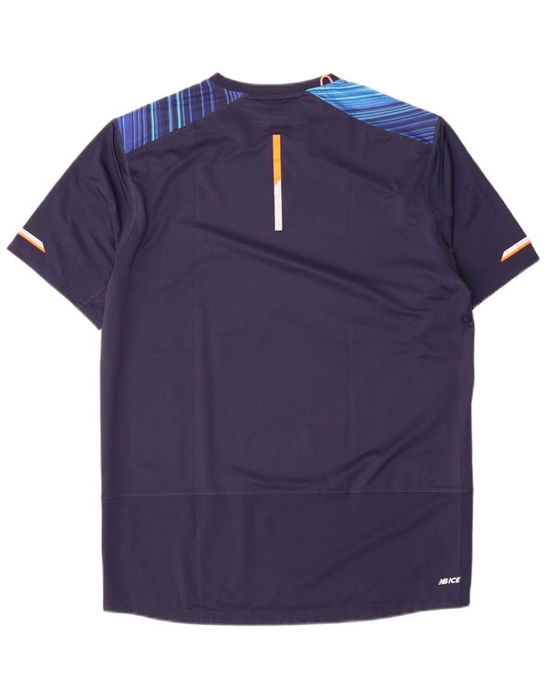 New Balance Herren T-Shirt Top Large Marineblau Nadelstreifen